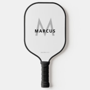 Palas De Pickleball Monograma Iniciales Blanco Negrita Nombre