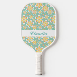 Palas De Pickleball Monograma lindo naranja flores en verde