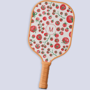 Palas De Pickleball Monograma mediterráneo de acuarela de tomate inici