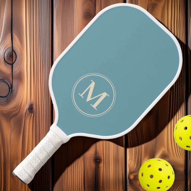 Palas De Pickleball Monograma MidCentury Solid Warm Aqua Afternoon (Subido por el creador)