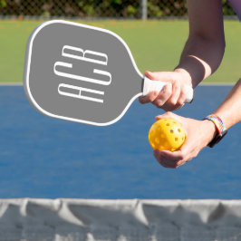 Palas De Pickleball Monograma minimalista de tres letras en gris y bla