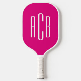 Palas De Pickleball Monograma Minimalista de Tres Letras en Rosa Calie