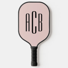Palas De Pickleball Monograma Minimalista de Tres Letras en Rosa y Neg
