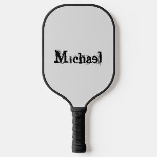 Palas De Pickleball Monograma minimalista moderno con nombre gris negr