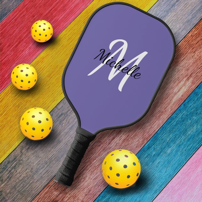 Palas De Pickleball Monograma mínimo moderno morado y blanco (Subido por el creador)