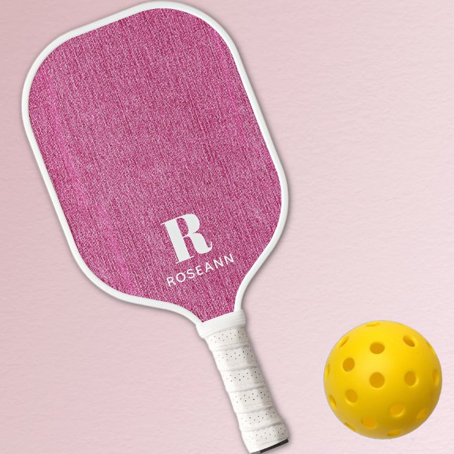 Palas De Pickleball Monograma Moda simple Denim rosado Imprimir (Subido por el creador)