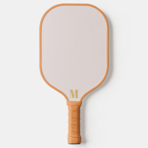 Palas De Pickleball Monograma moderno amarillo y marrón indio