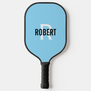 Palas De Pickleball Monograma moderno azul claro blanco