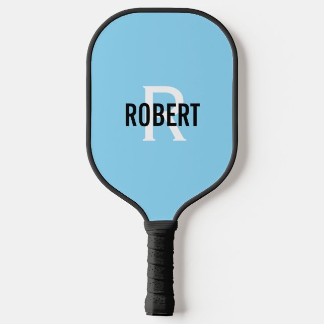 Palas De Pickleball Monograma moderno azul claro blanco (Reverso )