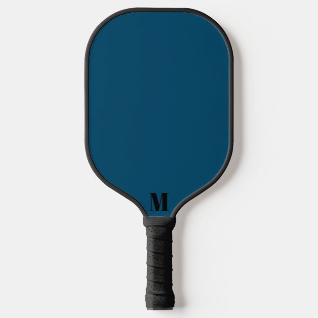 Palas De Pickleball Monograma moderno azul marino y negro (Anverso)