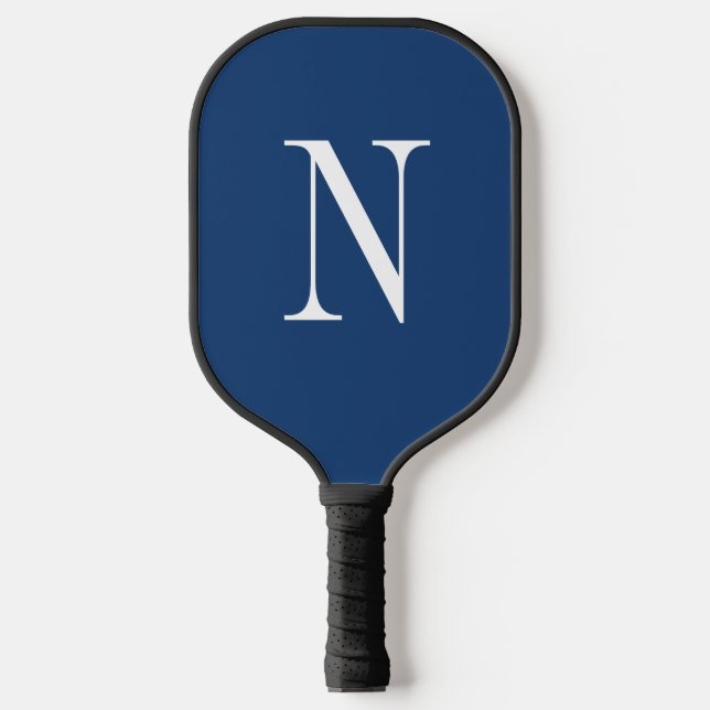 Palas De Pickleball Monograma moderno azul y blanco (Anverso)