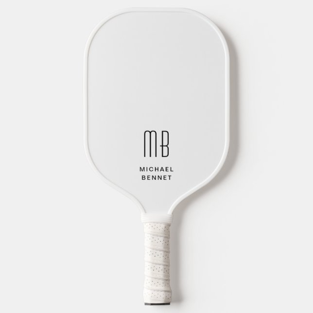 Palas De Pickleball Monograma Moderno Blanco Y Negro (Anverso)