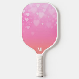 Palas De Pickleball Monograma moderno con motivos de color rosa y blan