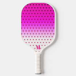 Palas De Pickleball Monograma moderno con motivos de color rosa y blan
