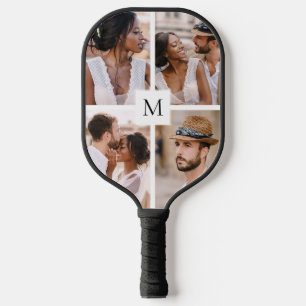 Palas De Pickleball Monograma moderno de 4 Collages de fotos