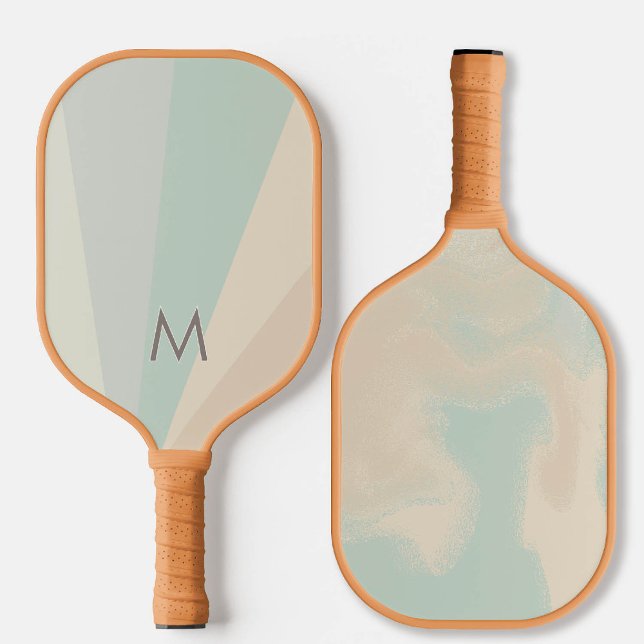 Palas De Pickleball Monograma moderno de arena para la mañana del desi (personalized pickleball paddle monogram brown tan sage green teal custom sports gift for her)