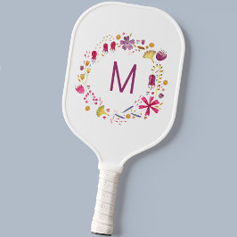 Palas De Pickleball Monograma moderno de flor acuática