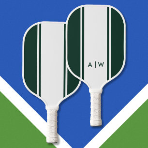 Palas De Pickleball Monograma moderno de franja verde esmeralda minima
