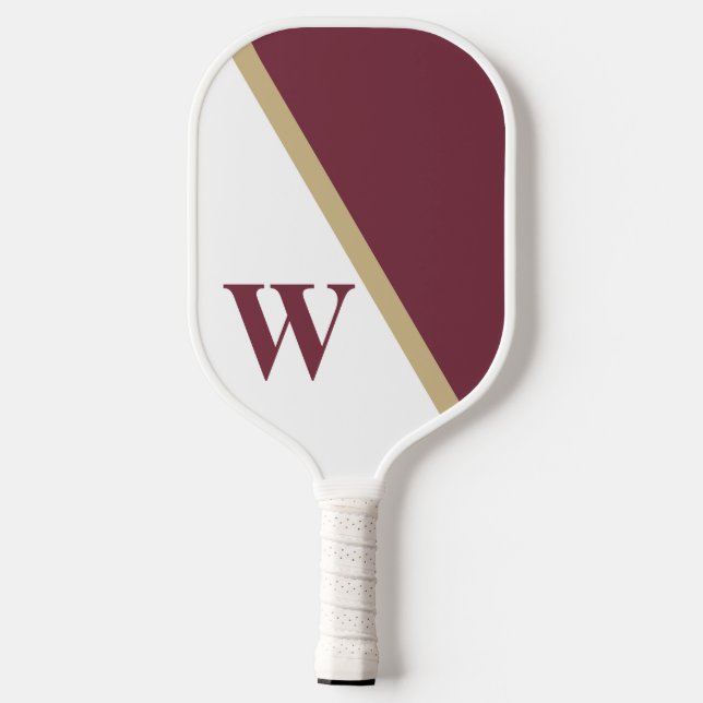 Palas De Pickleball Monograma moderno de la Escuela Blanca Garnet Gold (Reverso )