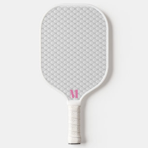 Palas De Pickleball Monograma moderno de la perla minimalista rosa y b