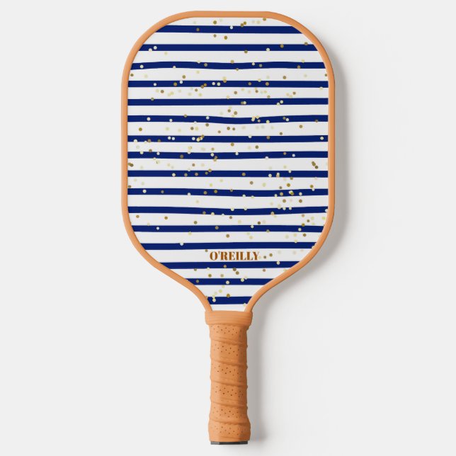 Palas De Pickleball Monograma moderno de los estatutos marinos azul y  (Anverso)