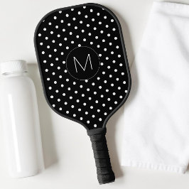 Palas De Pickleball Monograma moderno de lunares en blanco y negro