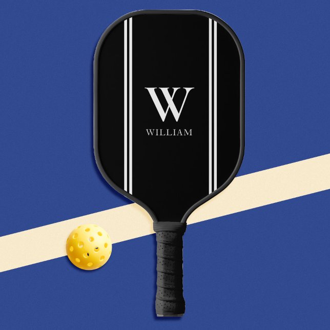 Palas De Pickleball Monograma moderno de nombres iniciales en blanco y (Subido por el creador)