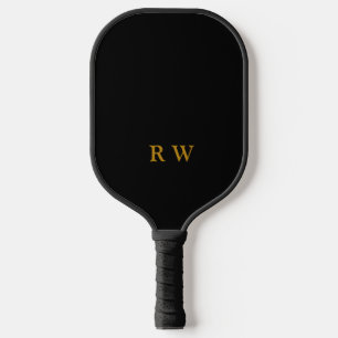 Palas De Pickleball Monograma moderno de oro negro