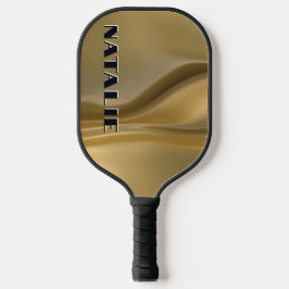 Palas De Pickleball Monograma moderno de Relieve metalizado dorado de 