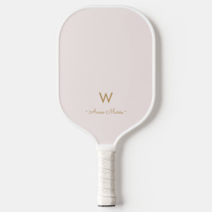 Palas De Pickleball Monograma moderno de rosa dorado en escritura