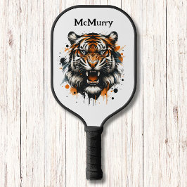 Palas De Pickleball Monograma moderno del tigre feroz
