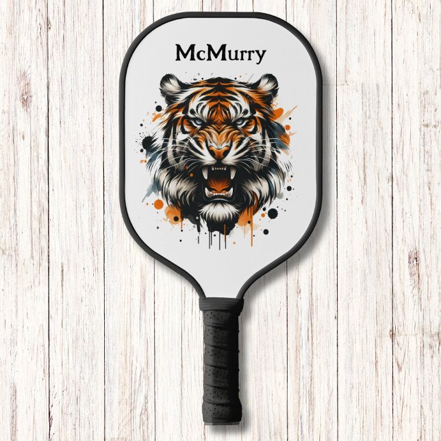 Palas De Pickleball Monograma moderno del tigre feroz (Subido por el creador)