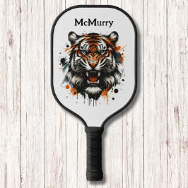 Palas De Pickleball Monograma moderno del tigre feroz