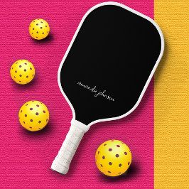 Palas De Pickleball Monograma moderno elegante en blanco y negro