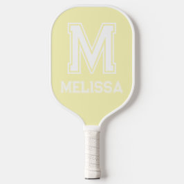 Palas De Pickleball Monograma moderno Minimalista blanco y amarillo
