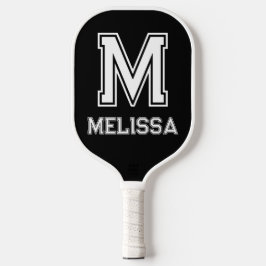 Palas De Pickleball Monograma moderno Minimalista blanco y negro