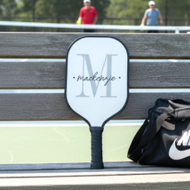 Palas De Pickleball Monograma moderno minimalista negro blanco