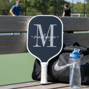 Palas De Pickleball Monograma moderno minimalista negro blanco