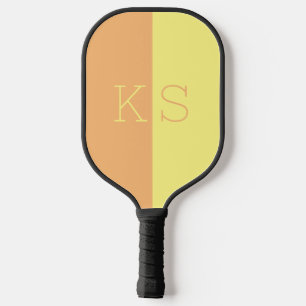 Palas De Pickleball Monograma moderno mínimo amarillo y Naranja