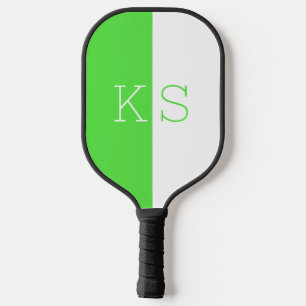 Palas De Pickleball Monograma moderno mínimo neón verde y blanco