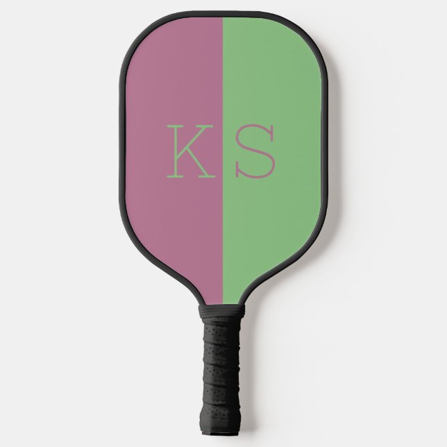 Palas De Pickleball Monograma moderno mínimo rosa y verde (Reverso )