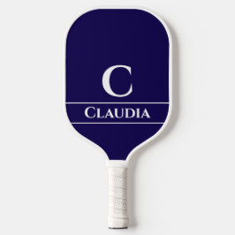 Palas De Pickleball Monograma moderno mínimo y nombre en azul marino