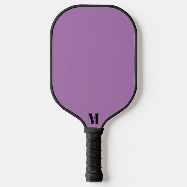 Palas De Pickleball Monograma moderno morado y negro de lavanda (Anverso)