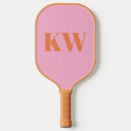 Palas De Pickleball Monograma moderno Naranja rosa personalizado