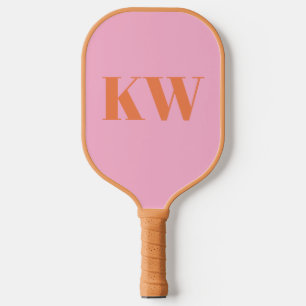 Palas De Pickleball Monograma moderno Naranja rosa personalizado