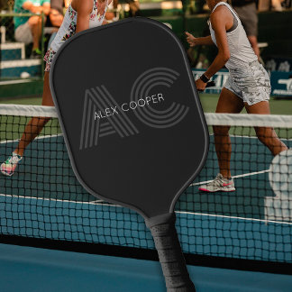 Palas De Pickleball Monograma moderno negro y gris