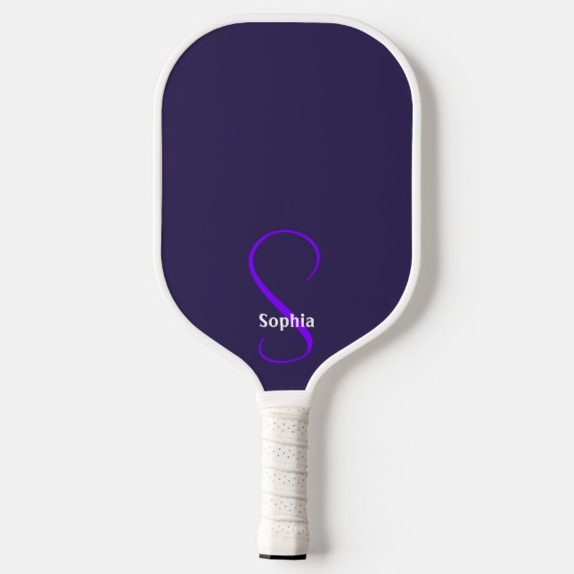 Palas De Pickleball Monograma moderno púrpura minimalista (Reverso )