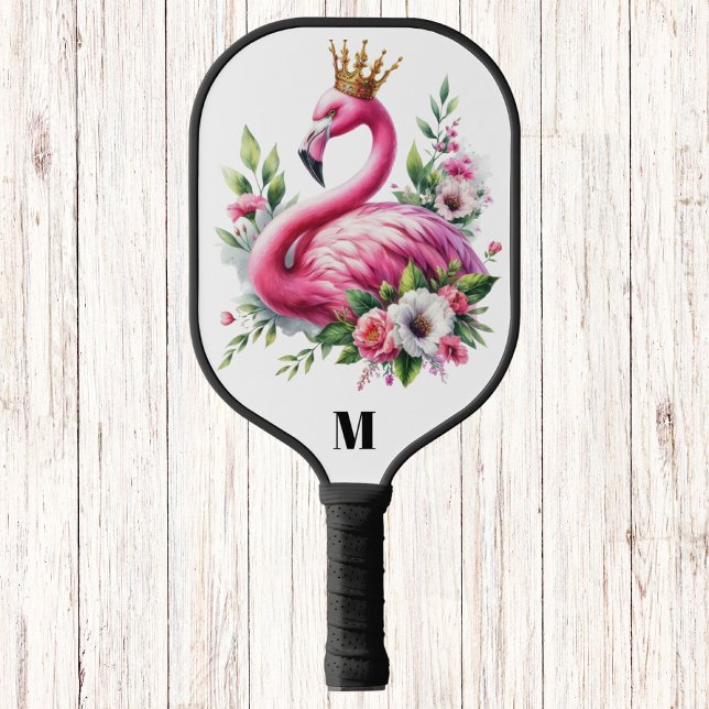 Palas De Pickleball Monograma moderno Reina del flamenco rosa (Subido por el creador)