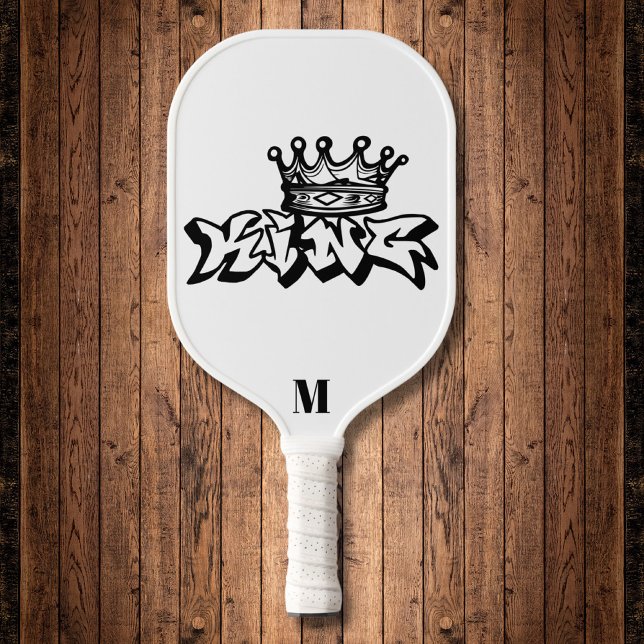 Palas De Pickleball Monograma moderno Rey blanco y negro (Subido por el creador)