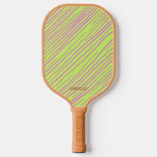 Palas De Pickleball Monograma moderno verde neón y marrón